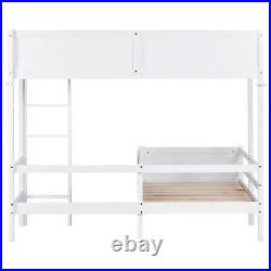 Double Wooden Bunk Bed L-Shape Kid Children Bed Frame With Blackborad White 3FT