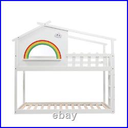 Double Wooden Bunk Beds Kids Bed 3ft Single Solid Pine Wood Bed Frame White