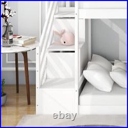 Durable Bunk Bed withStairs and Slide, Solid Pine Wood, Children Bed with2 Drawers