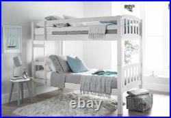 Europa America 2FT6 x 5FT3 Short Small Single White Wooden Shorty Bunk Bed