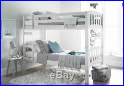 Europa America 2FT6 x 6FT3 Small Single White Wooden Bunk Bed With 2 Mattresses