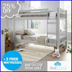 Europa Primo Barcelona 2FT6 x 5FT3 Short Small Single Grey Wooden Bunk Bed
