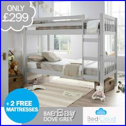 Europa Primo Barcelona 2FT6 x 5FT3 Short Small Single Grey Wooden Bunk Bed