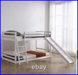 FCH Elevated Cross Guard Rail with Slide Twin Pine Wooden Bed White