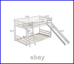 FCH Elevated Cross Guard Rail with Slide Twin Pine Wooden Bed White