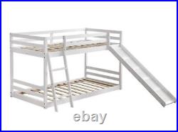 FCH Elevated Cross Guard Rail with Slide Twin Pine Wooden Bed White