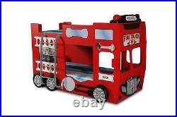 Fire Lorry Children's Bunk Bed Red Mattress Included Fire Truck Kids Furniture