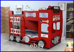 Fire Lorry Children's Bunk Bed Red Mattress Included Fire Truck Kids Furniture