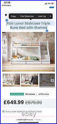 Flair Lunar Staircase Triple Bunk Bed with Shelves Rrp 650 Collection Dover