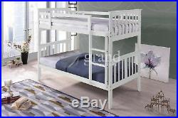 Florida Wooden Kids Bunk Bed White Shaker Style Modern Children 3FT Single