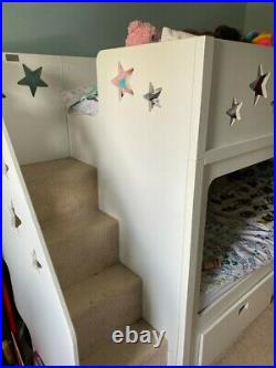 Funtime bunk beds star design with carpeted stairs and two large storage drawers