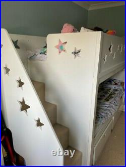 Funtime bunk beds star design with carpeted stairs and two large storage drawers