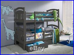 GREY/WHITE/PINE/BLUE/ WOODEN Bunk Bed with Mattresses & Storage NEW BRAVO