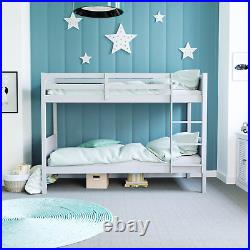 Gemini Bunk Bed Single 3 ft Solid Pine Wood Frame Bedroom Furniture Grey Kids