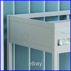 Gemini Bunk Bed Single 3 ft Solid Pine Wood Frame Bedroom Furniture Grey Kids