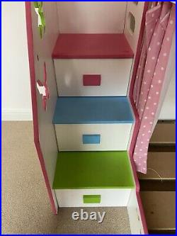 Girls Bespoke Butterfly Single Bed Bunk Bed with Steps, Slide, Curtain & Drawers
