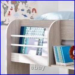 Grey Bunk Bed, Mars Grey Oak Wooden Bunk Bed With Underbed Trundle, 3ft