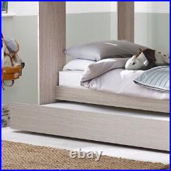 Grey Bunk Bed, Mars Grey Oak Wooden Bunk Bed With Underbed Trundle, 3ft