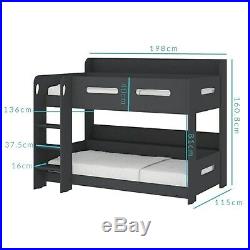 Grey Bunk Bed with Storage Ladder Can Be Fitted Either Side