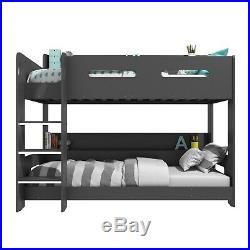 Grey Bunk Bed with Storage Ladder Can Be Fitted Either Side