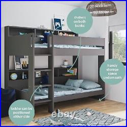 Grey Bunk Bed with Storage Shelves Aire AIR002