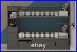Grey Kids Bunk Beds With Storage Optional Mattresses Platinum by Sleepland