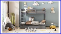 Grey Kids Triple Sleep Bunk Bed with Storage Drawers 3ft and 4ft Adult bed