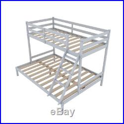 Grey Triple Sleeper Bunk Bed Wooden Bed Frame for Children Adults Bedroom