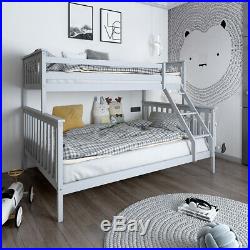 Grey Triple Sleeper Bunk Bed Wooden Bed Frame for Children Adults Home Furniture