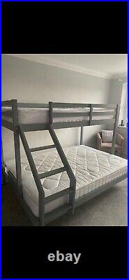 Grey wooden Triple sleeper bunk bed. Very good condition. Only 9 months old