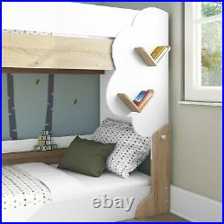 Hadley Bunk Bed in White and Oak with Tree Design