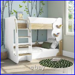 Hadley Bunk Bed in White and Oak with Tree Design