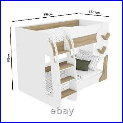Hadley Bunk Bed in White and Oak with Tree Design HAD001