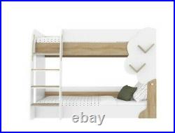 Hadley Bunk Bed in White and Oak with Tree Design HAD001 Unisex boys girls