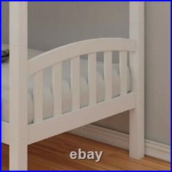 Happy Beds American Solid White Wooden Bunk Bed Frame Bedroom Home Sleep