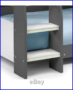 Happy Beds Domino Grey Wooden and Metal Kids Bunk Bed with Storage Shelves