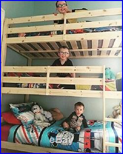 Heavy Duty Bunk Beds Ladder Stairs Triple Bunkbeds Wood Three Sleeper Kids Child