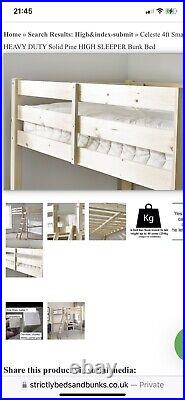 Heavy Duty High Sleeper Wooden Double bed frame with mattress