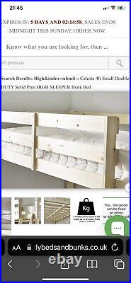 Heavy Duty High Sleeper Wooden Double bed frame with mattress