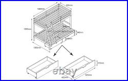 High Quality Kids Bunk Bed with Drawers 3ft And 4ft in White or Grey