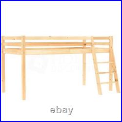 High Sleeper Bed Cabin Loft Bed Solid Wood Frame Childrens Kids Single 3FT Pine