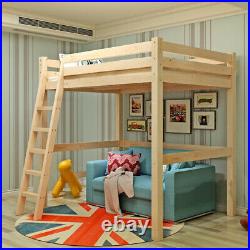 High Sleeper Bunk Bed 3FT Pine Wood Single Bed Frame With Ladder Child Bedroom