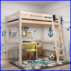 High Sleeper Bunk Bed 3FT Pine Wood Single Bed Frame With Ladder Child Bedroom