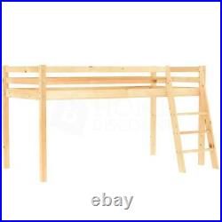 High Sleeper Bunk Bed Cabin Loft Bed Storage Ladder Kids Wood 3FT Single Pine