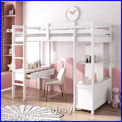 High Sleeper Bunk Bed Loft Bed with Desk & Drawers Storage Compartments for Kids