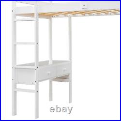 High Sleeper Bunk Bed Loft Bed with Desk & Drawers Storage Compartments for Kids