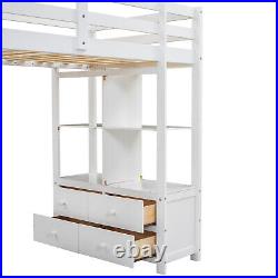 High Sleeper Bunk Bed Loft Bed with Desk & Drawers Storage Compartments for Kids