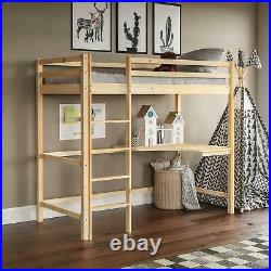 High Sleeper Bunk Bed Loft Cabin Bed Pine Wood Frame Desk Kids Single 3FT Pine