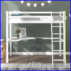 High Sleeper Bunk Bed Loft Cabin Bed Solid Pine Wood Bed Frame with Desk Singe Bed