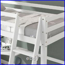 High Sleeper Bunk Bed Loft Cabin Bed Solid Pine Wood Bed Frame with Desk Singe Bed
